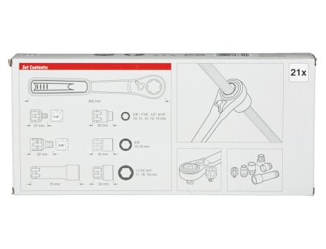 MAKITA ZEST.NASADEK+KLUCZ Z ADAPTEREM 1/4" 3/8" 21el - 3