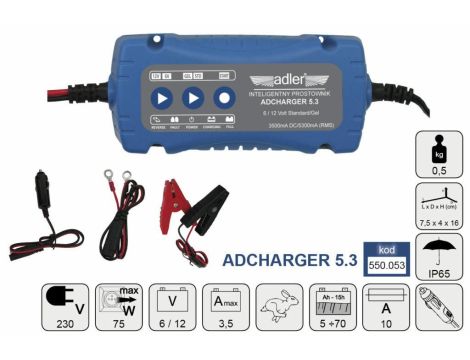 ADLER PROSTOWNIK ELEKTRONICZNY 6/12V ADCHARGER 5.3
