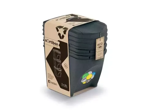 KEDEN KOSZ NA ŚMIECI SORTIBOX 25L SET 3 - ANTRACYT ECO WOOD