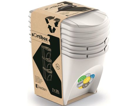 KEDEN KOSZ NA ŚMIECI SORTIBOX 25L SET 3 - POPIELATY