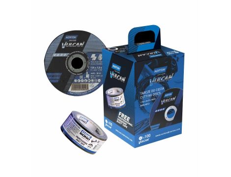 NORTON ZESTAW TARCZ VULCAN 125mm x 1mm METAL/INOX 100szt.+TAŚMA ONEBOND 100szt. METAL/INOX