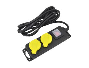 AWTOOLS PRZEDŁUŻACZ WARSZTATOWY CZARNY 2 GNIAZDA 3,0m Z UZIEMIENIEM, WYŁĄCZNIK  IP44 3x1,5mm