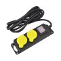 AWTOOLS PRZEDŁUŻACZ WARSZTATOWY CZARNY 2 GNIAZDA 3,0m Z UZIEMIENIEM, WYŁĄCZNIK  IP44 3x1,5mm - 2
