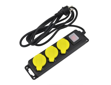 AWTOOLS PRZEDŁUŻACZ WARSZTATOWY CZARNY 3 GNIAZDA 3,0m Z UZIEMIENIEM, WYŁĄCZNIK  IP44 3x1,5mm - 2