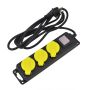 AWTOOLS PRZEDŁUŻACZ WARSZTATOWY CZARNY 3 GNIAZDA 5,0m Z UZIEMIENIEM, WYŁĄCZNIK  IP44 3x1,5mm - 3