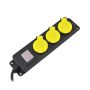 AWTOOLS PRZEDŁUŻACZ WARSZTATOWY CZARNY 3 GNIAZDA 5,0m Z UZIEMIENIEM, WYŁĄCZNIK  IP44 3x1,5mm - 4