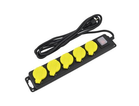 AWTOOLS PRZEDŁUŻACZ WARSZTATOWY CZARNY 5 GNIAZD 3,0m Z UZIEMIENIEM, WYŁĄCZNIK  IP44 3x1,5mm - 2