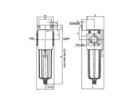 Filtr wstępny sprężonego powietrza G 3/8 GW do 10 bar, 5 mikronów