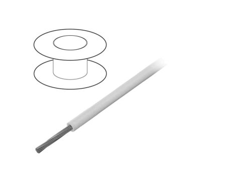 1852 WH005 Przewód na rolce o długości 30,5m linka Cu, 600V PVC biały 28 AWG