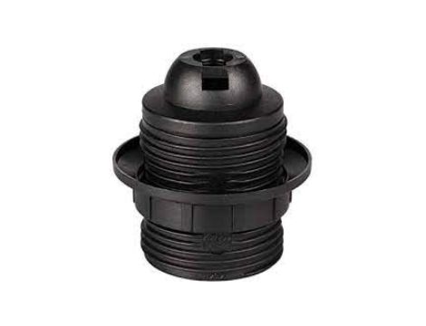 Oprawka E27 gwintowana czarna z pierścieniem