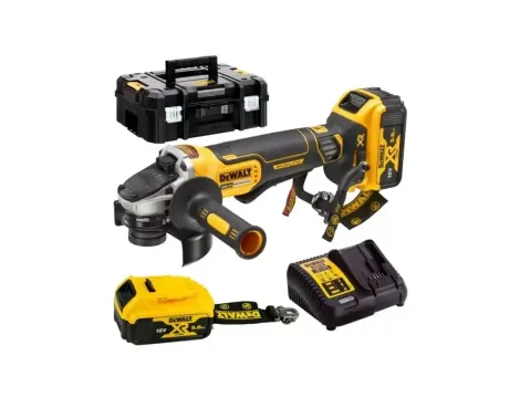 DEWALT SZLIFIERKA KĄT. 18V DCG406P2LRT 125mm BL WŁ. ŁOPATKOWY 2x5,0Ah TSTAK LANYARD READY