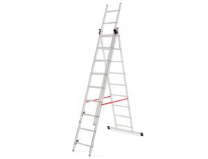 AWTOOLS DRABINA ALUMINIOWA BASIC 3x11 STOPNI 150KG