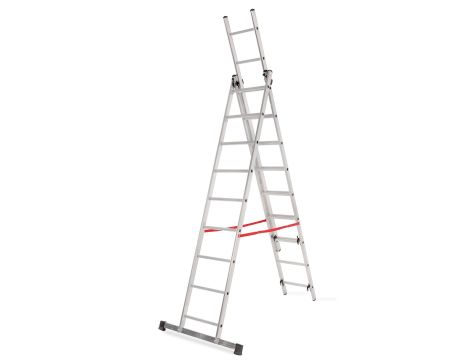 AWTOOLS DRABINA ALUMINIOWA BASIC 3x11 STOPNI 150KG - 2