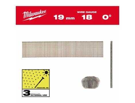 MILWAUKEE SZTYFTY INOX 18G/19mm /10000szt. - M18FN18GS