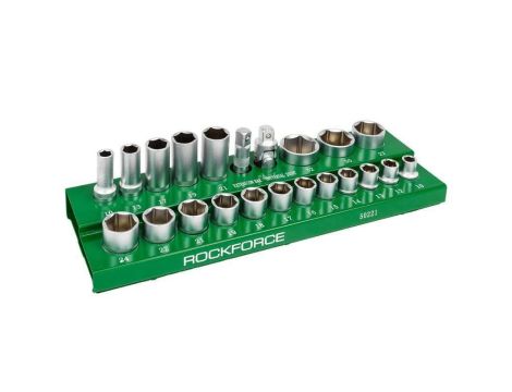 ROCKFORCE NASADKI KRÓTKIE  6-KĄT. 22szt.1/2" 10-32mm /WKŁADKA/PÓŁKA - 2