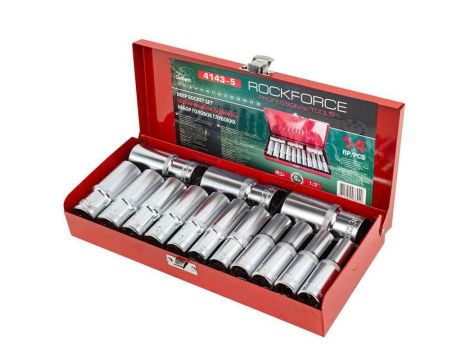 ROCKFORCE NASADKI DŁUGIE  6-KĄT. 14szt.1/2" 11-30mm - 2