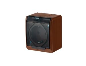 HERMES Gniazdo pojedyncze z/u 2P+Z SCHUKO IP44 brązowe 0324-05