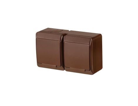 HERMES Gniazdo podwójne z/u 2P+Z SCHUKO IP44 brązowe 0325-06