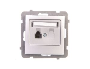 AS Gniazdo telefoniczne pojedyncze RJ11 srebro GPT-1G/m/18