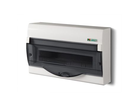 Rozdzielnica modułowa 1x12+2 natynkowa GREEN BOX RN 1/12+2 drzwi transparentne dymne N+PE IP40 2353-01