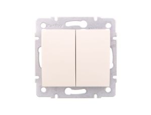 LOGI Łącznik dwugrupowy świecznikowy śrubowy 10AX 250V kremowy 021010103 25126