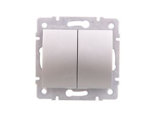LOGI Łącznik dwugrupowy świecznikowy śrubowy 10AX 250V srebrny 021010143 25185