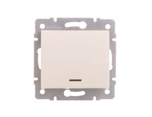 LOGI Łącznik jednobiegunowy z LED śrubowy 10AX 250V kremowy 021110103 25138