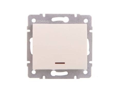 LOGI Łącznik jednobiegunowy z LED śrubowy 10AX 250V kremowy 021110103 25138