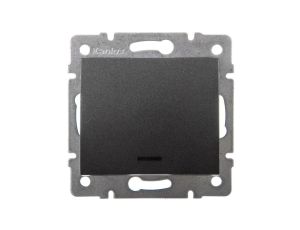 LOGI Łącznik jednobiegunowy z LED śrubowy 10AX 250V grafit 021110141 25256