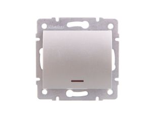 LOGI Łącznik jednobiegunowy z LED śrubowy 10AX 250V srebrny 021110143 25197