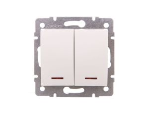 LOGI Łącznik dwugrupowy świecznikowy z LED śrubowy 10AX 250V biały 021120102 25079
