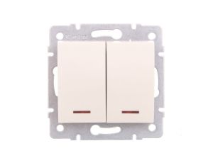 LOGI Łącznik dwugrupowy świecznikowy z LED śrubowy 10AX 250V kremowy 021120103 25139