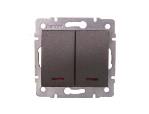 LOGI Łącznik dwugrupowy świecznikowy z LED śrubowy 10AX 250V grafit 021120141 25257