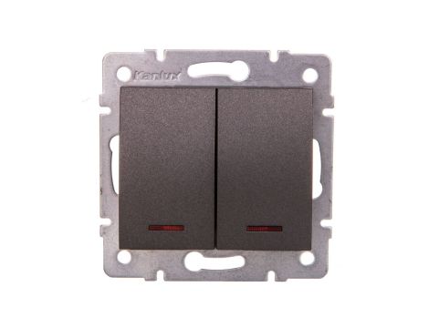 LOGI Łącznik dwugrupowy świecznikowy z LED śrubowy 10AX 250V grafit 021120141 25257