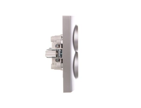 LOGI Gniazdo podwójne 2x2p+Z Schuko kompletne śrubowe 16A 250V Srebrny 25213