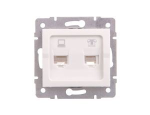 LOGI Gniazdo teleinformatyczne (RJ45 Cat 5e+RJ11) Biały 25112