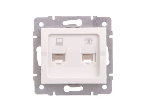 LOGI Gniazdo teleinformatyczne (RJ45 Cat 5e+RJ11) Biały 25112