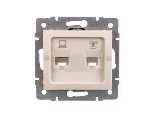 LOGI Gniazdo teleinformatyczne (RJ45 Cat 5e+RJ11) Kremowy 25171