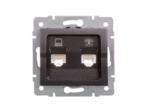 LOGI Gniazdo teleinformatyczne (RJ45 Cat 5e+RJ11) Grafit 25289