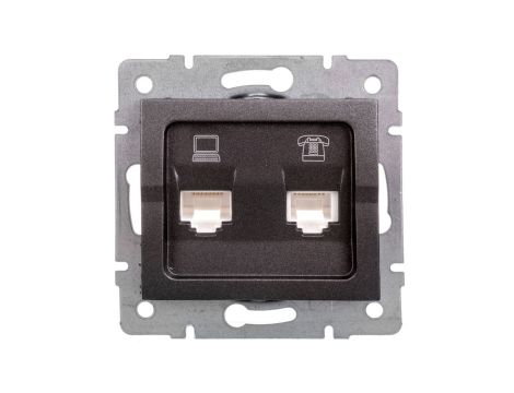 LOGI Gniazdo teleinformatyczne (RJ45 Cat 5e+RJ11) Grafit 25289
