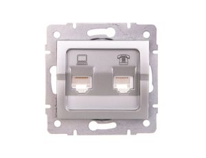 LOGI Gniazdo teleinformatyczne (RJ45 Cat 5e+RJ11) Srebrny 25230