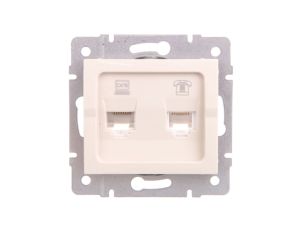 LOGI Gniazdo teleinformatyczne (RJ45 Cat 6+RJ11) Kremowy 25172