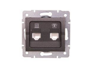 LOGI Gniazdo teleinformatyczne (RJ45 Cat.6+RJ11) Grafit 25290