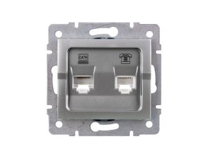 LOGI Gniazdo teleinformatyczne (RJ45 Cat 6+RJ11) Srebrny 25231