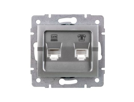 LOGI Gniazdo teleinformatyczne (RJ45 Cat 6+RJ11) Srebrny 25231