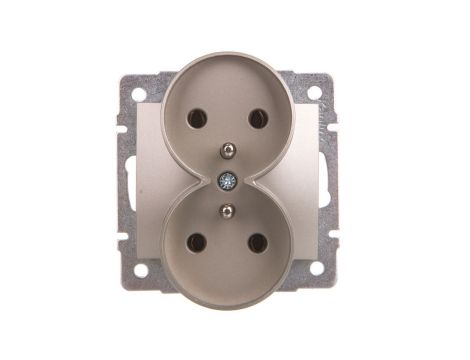 DOMO Gniazdo podwójne z uziemieniem śrubowe 16A 250V szampański 011253150 25032