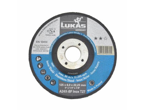 LUKAS TARCZA DO SZLIFOWANIA 125mm x 6,0mm A24X-BF** INOX %%%