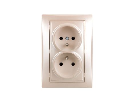 DOMO Gniazdo podwójne kompletne ochrona styków śrubowe 16A 250V perłowy biały 011260130 24974