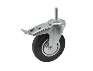 AWTOOLS KOŁO SKRĘTNE CZARNA GUMA HAMULEC TRZPIEŃ GWINTOWANY  75mm