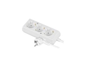 Przedłużacz 3-gniazda z/u Schuko 10A 1,5m /H05VV-F 3x1/ biały PS-370S